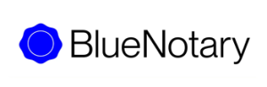 BlueNotary logo, remote online notary platform