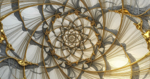 Featured image for "The Threat Was the Confession". A dissolving golden spiral unraveling into pale threads against ash grey.