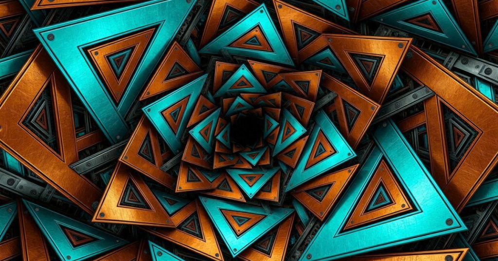 Featured image for "Safelist Traffic Not Converting to Sales — The Problem Is Not the Traffic". Burnt sienna triangles collapsing inward against electric teal geometric shadows.