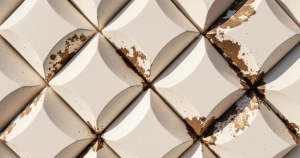 Featured image for "The Win Was Never the Expensive One". Ivory triangular facets corroded by bronze rust, shadows falling in conflicting directions.