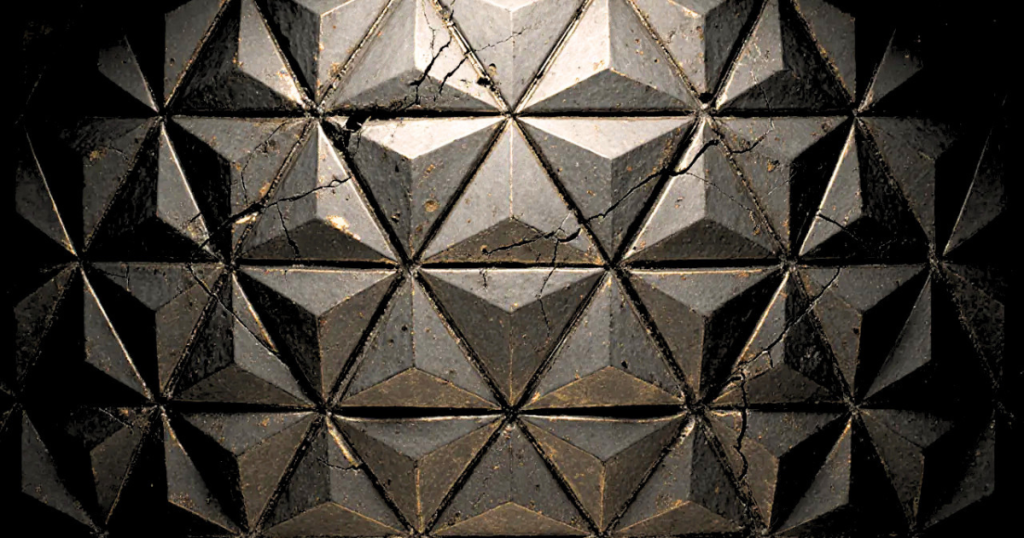 Featured image for "The Comeback Was Never Free": Cracked metallic panels buckle and split under unseen internal pressure.