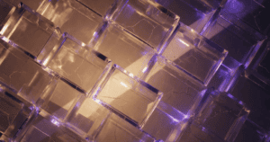 Featured image for "Test an Affiliate Offer Before Promoting It". Amber and violet lattice of overlapping cube faces fractured by hairline seams.