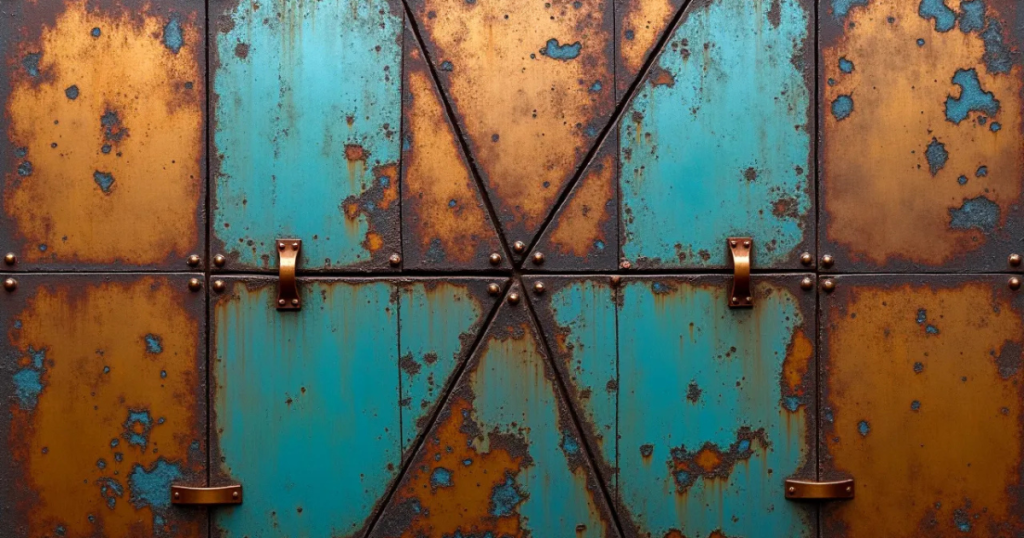 Featured image for "Why People Do Not Trust My Offer": Rusted teal and bronze metal panels split by cracking seams