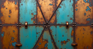 Featured image for "Why People Do Not Trust My Offer": Rusted teal and bronze metal panels split by cracking seams