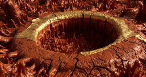 Featured image for "How to Fix Declining Subscriber Trust Fast": Terracotta ring fractured open, erupting gold plumes over a mismatched patched seam.